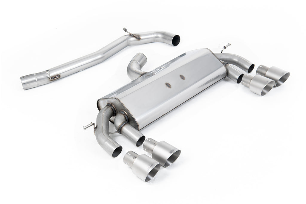 VW Golf R MK7 2.0 TSI (76.2mm systems) - Non-Resonated RACE (Louder) Cat-Back Exhaust System with Titanium GT-100 Round Trims