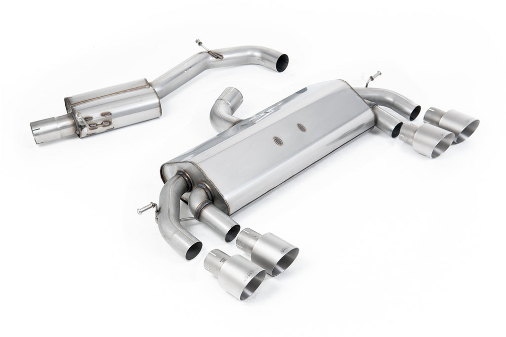 VW Golf R MK7 2.0 TSI (76.2mm systems) - Resonated RACE (Quieter) Cat-Back Exhaust System with Titanium GT-100 Round Trims