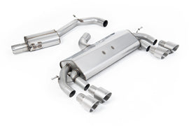 VW Golf R MK7 2.0 TSI (76.2mm systems) - Resonated RACE (Quieter) Cat-Back Exhaust System with Titanium GT-100 Round Trims