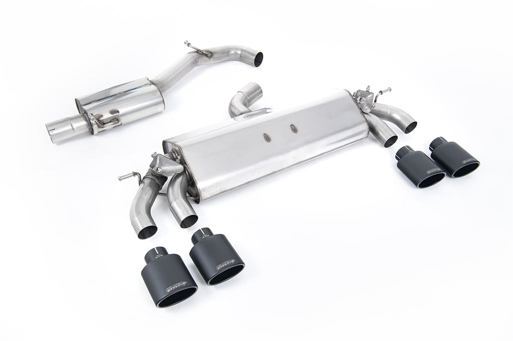 VW Golf R MK7.5 2.0 TSI 310ps (Non GPF Models &amp; 76mm systems) - Resonated (Quieter) Cat-Back Exhaust System with  Cerakote Black Oval Tips