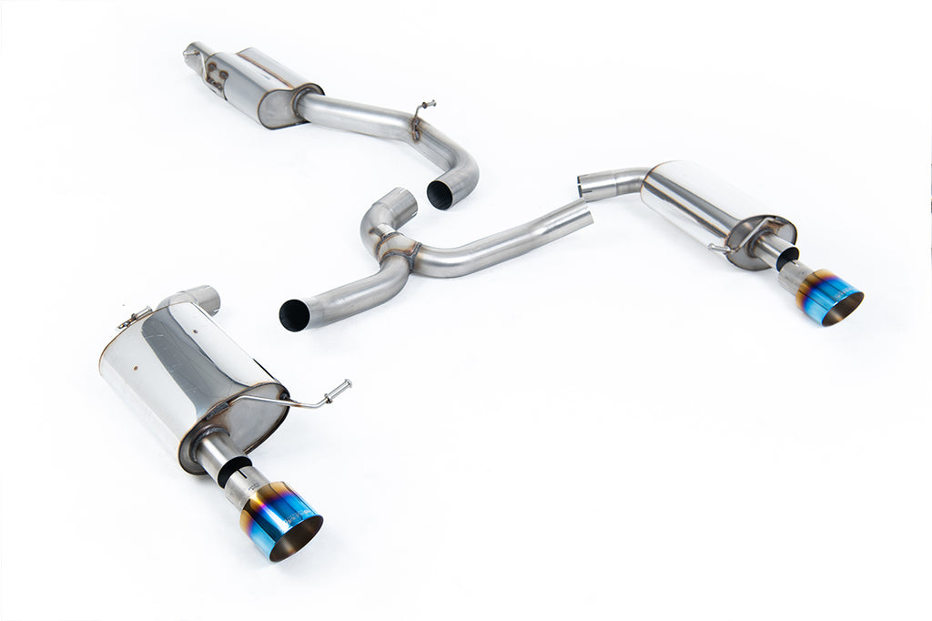 VW Golf 2.0TFSI Mk7 - Resonated (Quieter) Cat-Back Exhaust System with Burnt Titanium GT-100 Trims