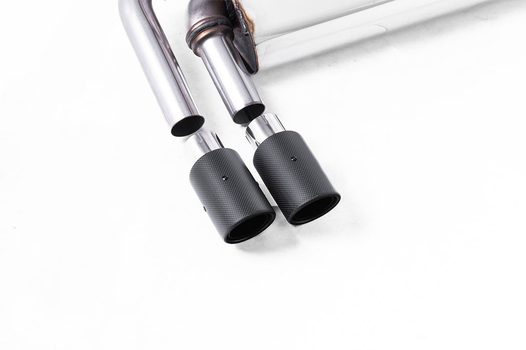 VW Golf MK7.5 1.5TSI Evo GT &amp; R-Line - Resonated (Quieter) Cat Back Exhaust System with Carbon Trims  (GTD Twin Outlet Style)