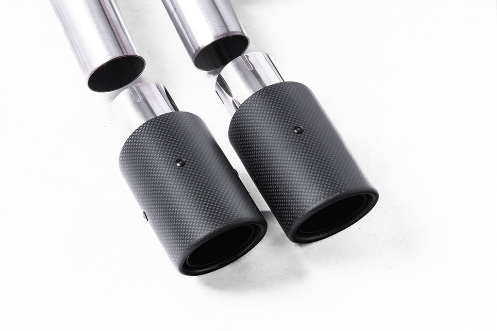 Seat Leon FR 1.8 TSI &amp; VW Golf MK7.5 1.5TSI - Non-Resonated (Louder) Cat-Back Exhaust System with Carbon Trims (GTD Style)