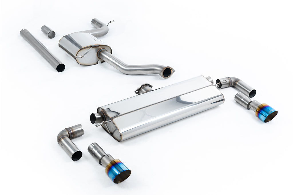 VW Golf MK7.5 1.5TSI Evo GT &amp; R-Line - Resonated (Quieter) Cat-Back Exhaust System with Burnt Titanium Trims (GTI Style)