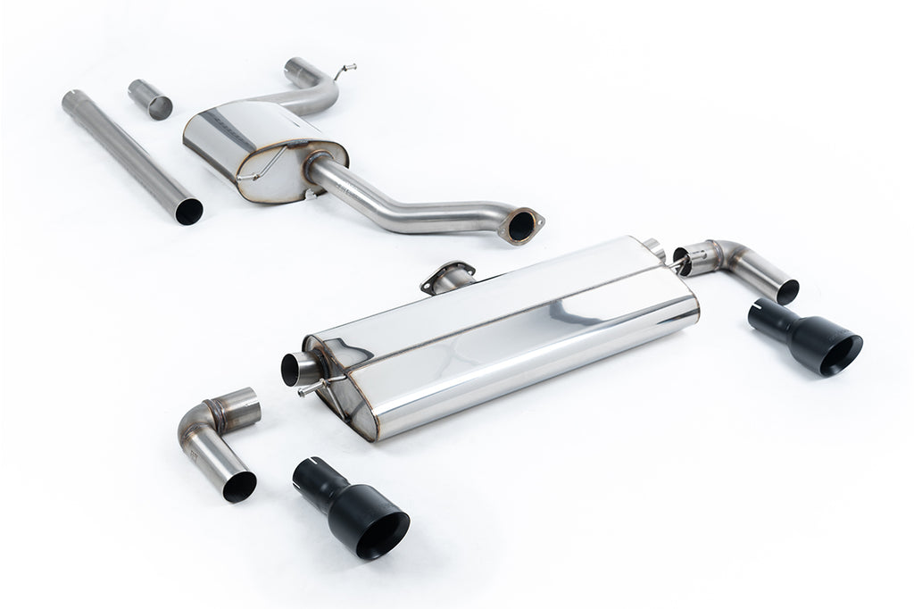 VW Golf MK7.5 1.5TSI Evo GT &amp; R-Line - Resonated (Quieter) Cat-Back Exhaust System with Cerakote Black Trims (GTI Style)