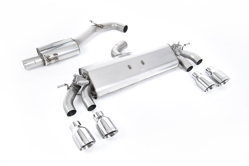 VW Golf R MK7.5 2.0 TSI 310ps (Non GPF Models &amp; 76mm systems) - Resonated (Quieter) Cat-Back Exhaust System with Polished GT-100 Round Tips