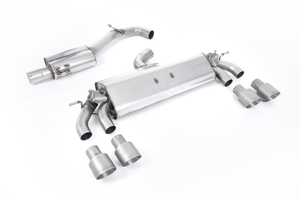 VW Golf R MK7.5 2.0 TSI 310ps (Non GPF Models &amp; 76mm systems) - Resonated (Quieter) Cat-Back Exhaust System with Titanium GT-100 Round Tips