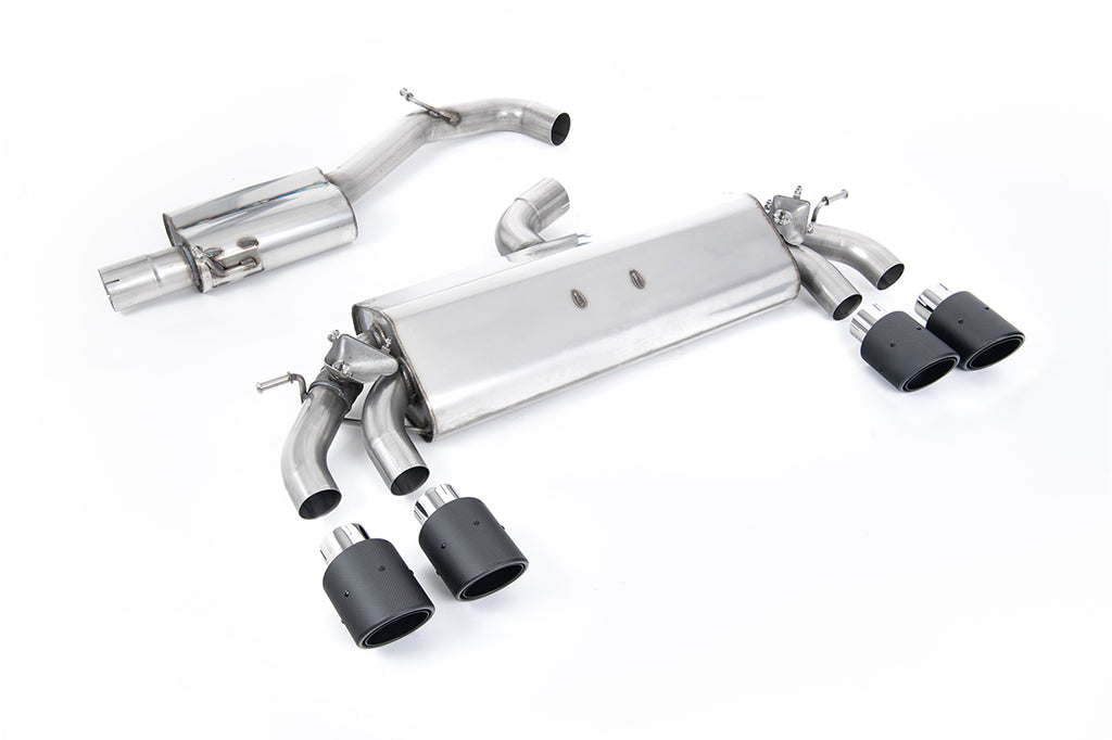 VW Golf R MK7.5 2.0 TSI 310ps (Non GPF Models &amp; 76mm systems) - Resonated (Quieter) Cat-Back Exhaust System with Carbon JET-100 Round Tips