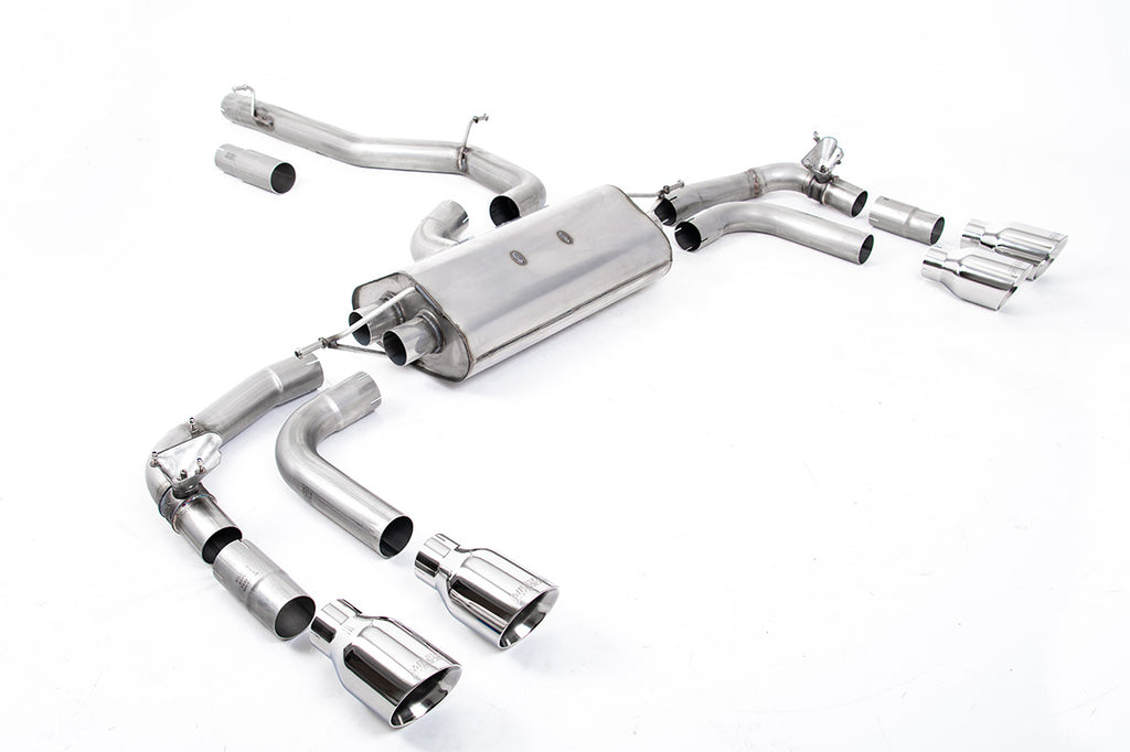 VW Tiguan R EA888.4 MQB EVO (GPF Models) - Non-Resonated (Louder) GPF/OPF Back Exhaust System with GT-100 Polished Trims - Re-uses Factory Valve Motors