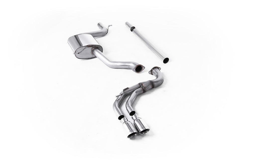Seat Leon FR 1.8 TSI &amp; VW Golf MK7.5 1.5TSI - Non-Resonated (Louder) Cat-Back Exhaust System with Polished GT-80 Trims (GTD Style)