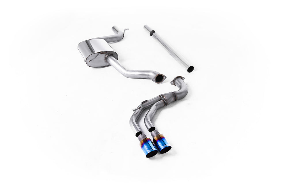 Seat Leon FR 1.8 TSI &amp; VW Golf MK7.5 1.5TSI - Non-Resonated (Louder) Cat-Back Exhaust System with Burnt Titanium Trims (GTD Style)