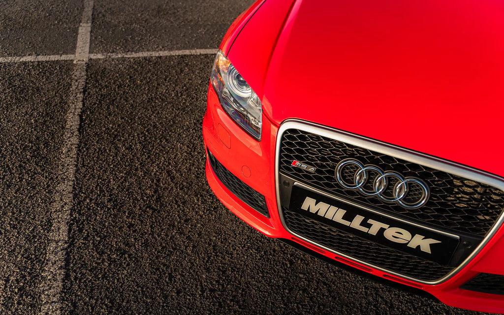 Audi RS4 B7 - V2 Valved Cat-Back with Active H Pipe and Burnt/Blue Titanium Ovals