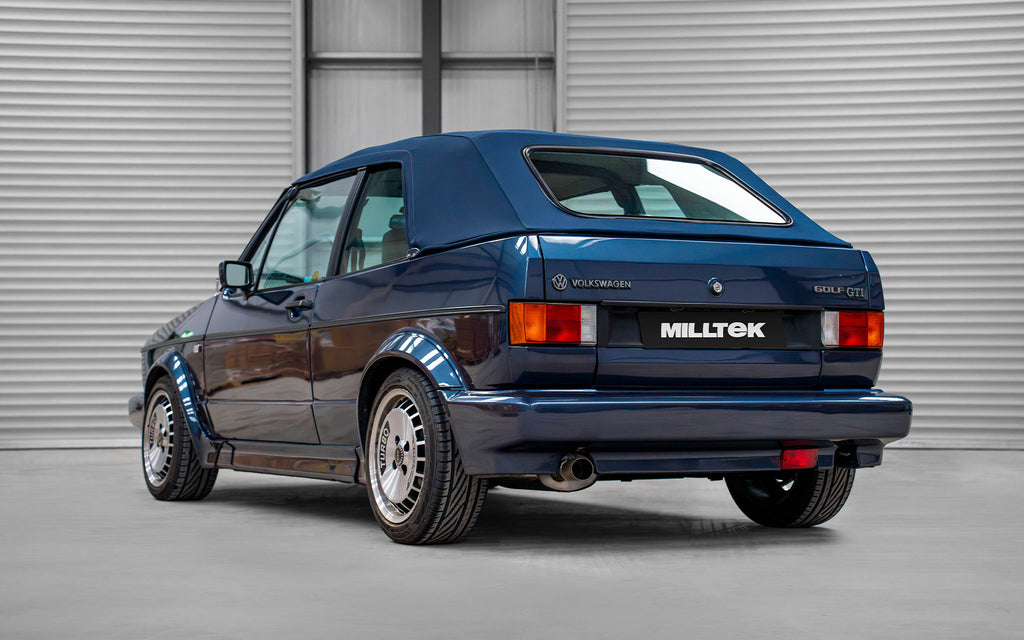 VW Golf GTI Mk1 Cab - Resonated (Quieter) Downpipe-Back System with OE+ Style Polished Tip