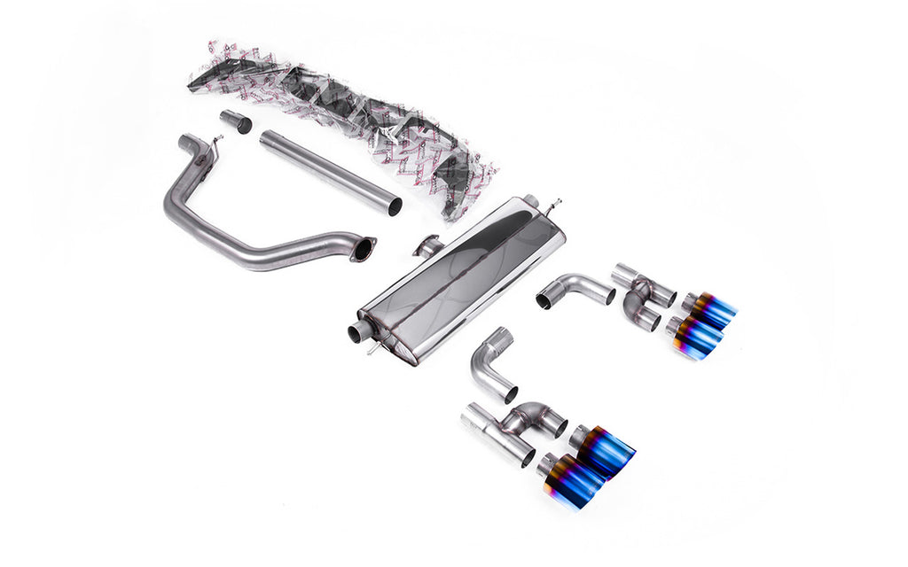 VW Golf GTI Mk8 - Particulate Filter-Back - Golf R Style - Road+ with Burnt / Blue Titanium Tips