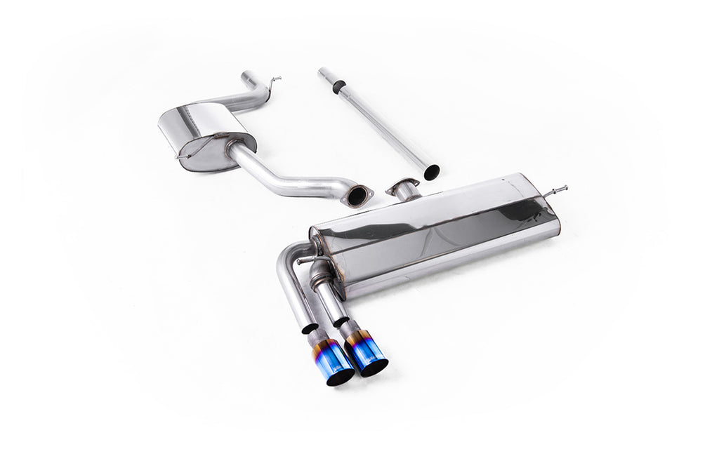 VW Golf MK7.5 1.5TSI Evo GT &amp; R-Line - Resonated (Quieter) Cat-Back Exhaust System with Burnt Titanium Trims (GTD Style)
