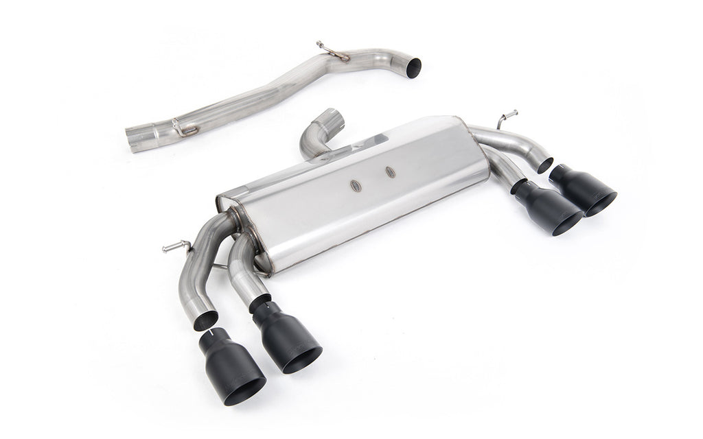VW Golf R MK7.5 2.0 TSI 310ps (Non GPF Models &amp; 76mm systems) - Non-Valved &amp; Non-Resonated (Louder) Cat-Back Race Exhaust System with Cerakote Black GT-100 Round Tips