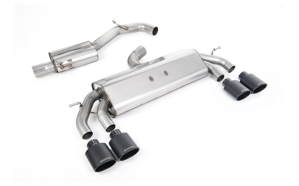 VW Golf R MK7.5 2.0 TSI 310ps (Non GPF Models &amp; 76mm systems) - Non-Valved &amp; Resonated (Quieter) Cat-Back Race Exhaust System with Cerakote Black Oval Tips