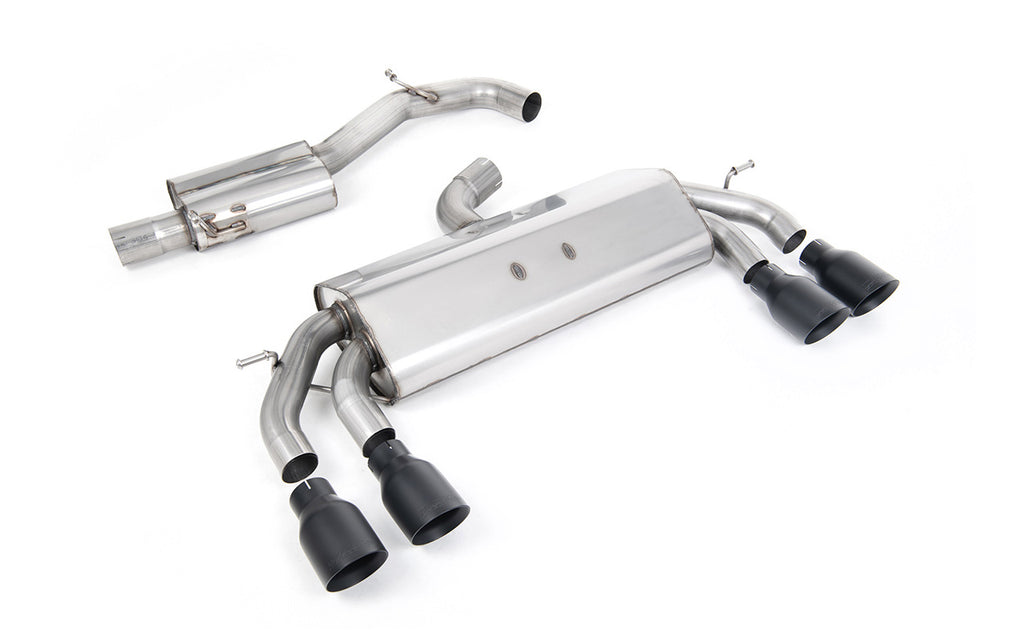 VW Golf R MK7.5 2.0 TSI 310ps (Non GPF Models &amp; 76mm systems) - Non-Valved &amp; Resonated (Quieter) Cat-Back Race Exhaust System with Black GT-100 Round Tips