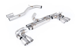 VW Golf R MK7 - 80mm Race Cat-back with GT-100 Brushed Titanium Trims (Non-Resonated - Loudest)