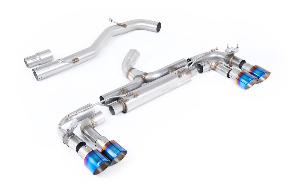 VW Golf R MK7 - 80mm Race Cat-back with GT-100 Burnt Titanium Trims (Non-Resonated - Loudest)