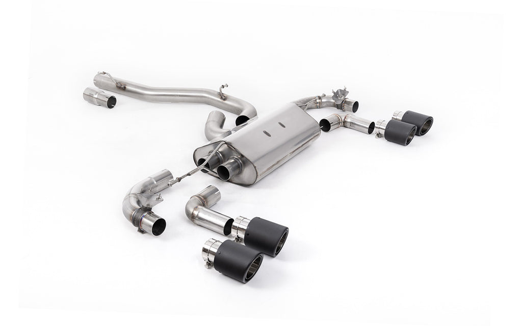 VW Golf R Mk7.5 - 80mm / 3.15 inch Valved Non Resonated (Louder) Race System with Carbon JET-100 Round Tips