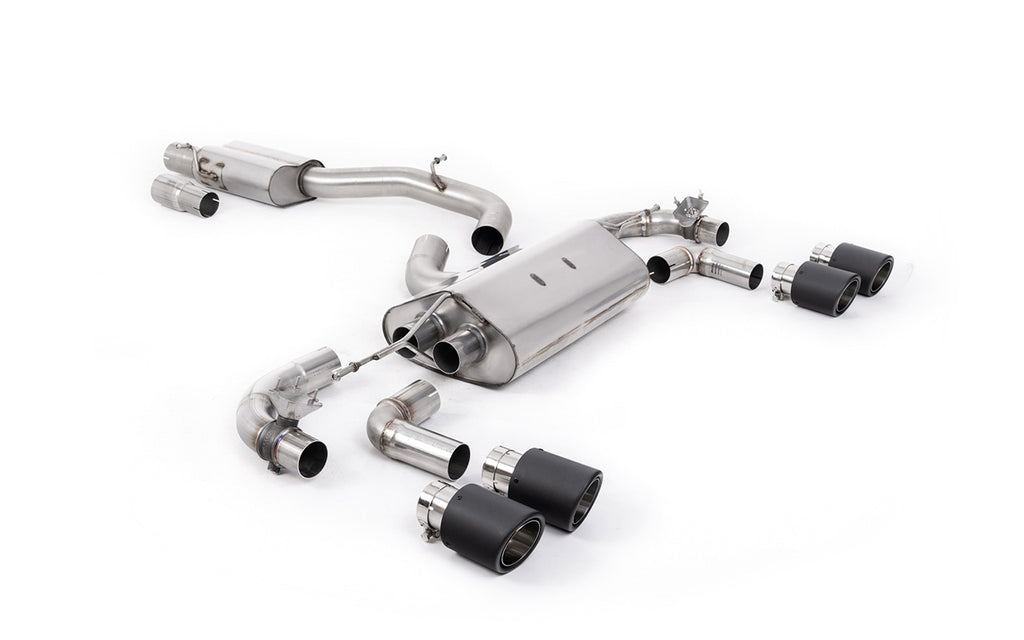 VW Golf R Mk7.5 - 80mm / 3.15 inch Valved Resonated (Quieter) Race System with Carbon JET-100 Round Tips