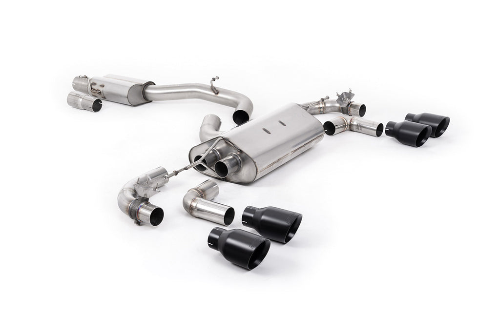 VW Golf R Mk7.5 - 80mm / 3.15 inch Valved Resonated (Quieter) Race System with Cerakote Black GT-100 Round Tips
