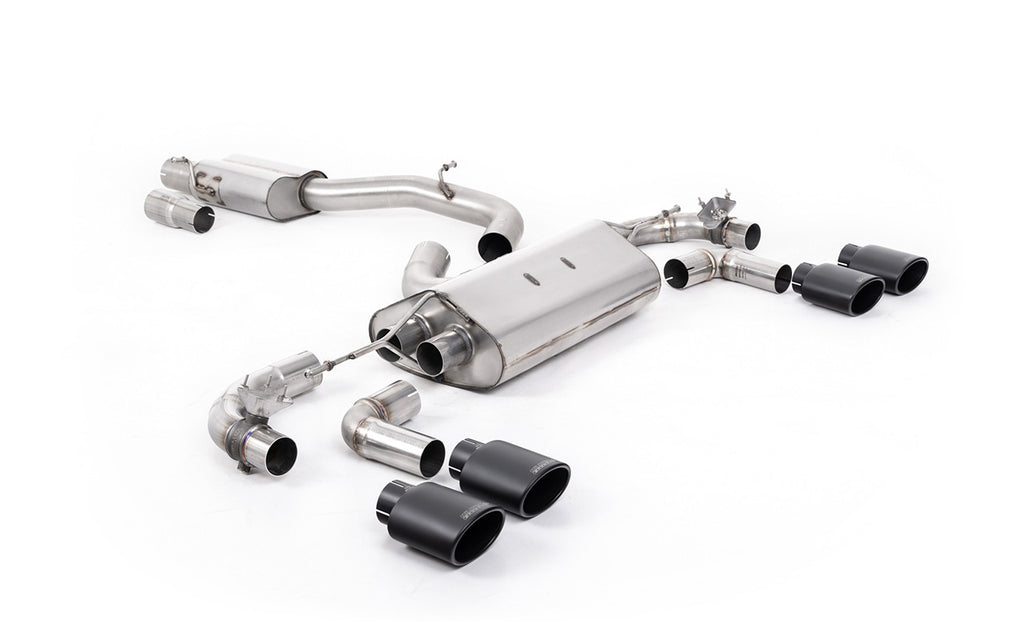 VW Golf R Mk7.5 - 80mm / 3.15 inch Valved  Resonated (Quieter) Race System with Cerakote Black Oval Tips