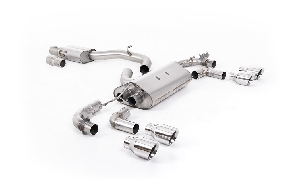VW Golf R Mk7.5 - 80mm / 3.15 inch Valved Resonated (Quieter) Race System with Polished GT-100 Round Tips