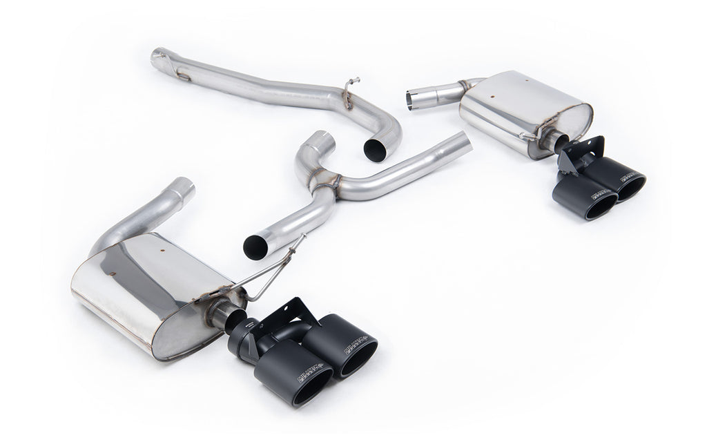 VW Golf R Mk7.5 Estate - Non-Resonated (Louder) Cat-Back Exhaust System with Cerakote Black Quad Oval Tips