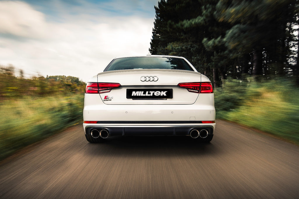 Audi S4/S5 B9 Non Sport Diff models - Resonated (Quieter) Cat-Back Exhaust System with Quad GT-100 Polished Trims