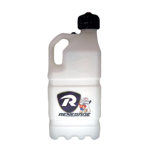 White fuel jug bottle with a logo on a white background