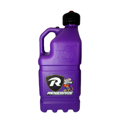 Purple fuel jug bottle with a logo on a white background