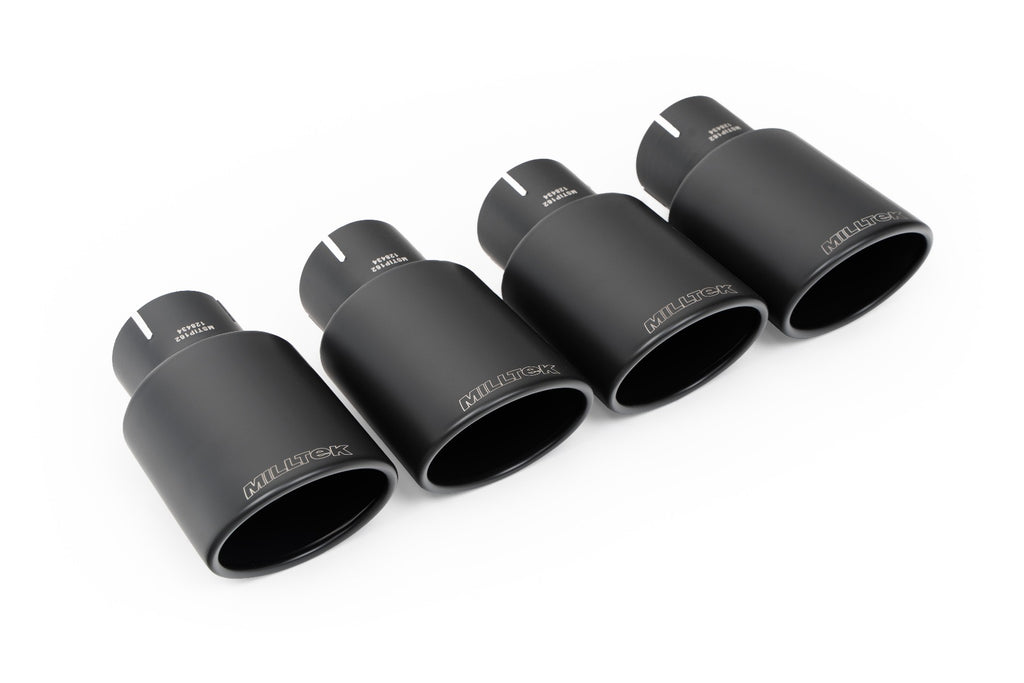 Audi S5 B9 Sport Diff models with Brace Bars (RHD) - Resonated Cat-Back with Quad Black Oval Trims