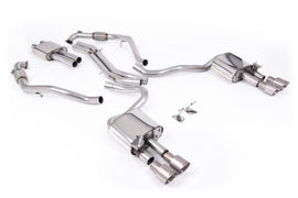Audi S5 B9 Sport Diff models with Brace Bars (LHD) - Resonated Cat-Back with Quad Brushed Titanium Trims