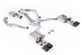 Audi S5 B9 Sport Diff models with Brace Bars (LHD) - Resonated Cat-Back with Quad Carbon Trims