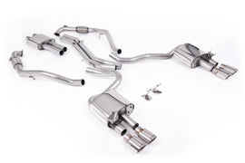 Audi S5 B9 Sport Diff models with Brace Bars (LHD) - Resonated Cat-Back with Quad Polished Oval Trims