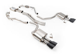 Audi S4/S5 B9 Sport Diff without Brace Bars - Resonated (Quieter) Cat-Back Exhaust System with Quad GT-100 Cerakote Trims