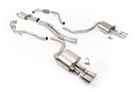 Audi S4/S5 B9 Sport Diff without Brace Bars - Resonated (Quieter) Cat-Back Exhaust System with Quad Polished Oval Trims