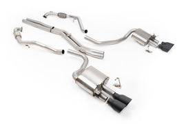 Audi S4/S5 B9 Sport Diff without Brace Bars - Non-Resonated (Louder) Cat-Back Exhaust System with Quad GT-100 Cerakote Black Trims