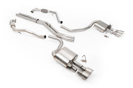 Audi S4/S5 B9 Sport Diff without Brace Bars - Non-Resonated (Louder) Cat-Back Exhaust System with Quad GT-100 Titanium Trims