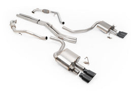 Audi S4/S5 B9 Sport Diff without Brace Bars - Non-Resonated (Louder) Cat-Back Exhaust System with Quad Cerakote Black Oval Trims