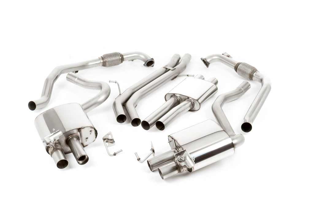 Audi S5 B9 Sport Diff models without Brace Bars - Resonated (Quieter) Cat-Back Exhaust System with Quad GT-100 Polished Trims