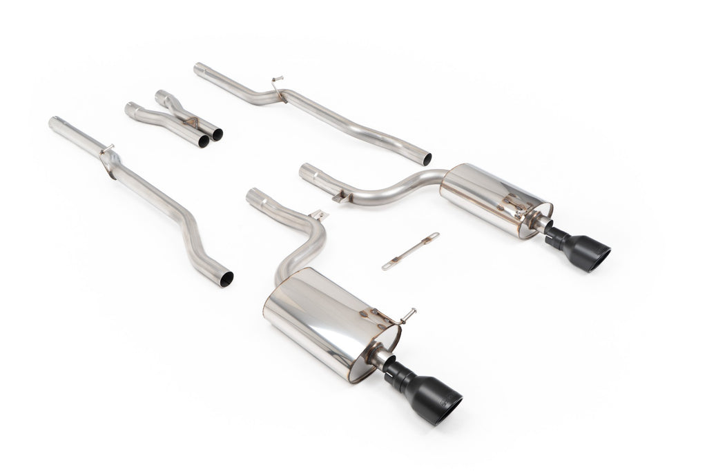 Audi S4 B6 - Non-Resonated (Louder) Cat-Back Exhaust System with Jet-100 Cerakote Black Trims